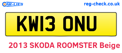 KW13ONU are the vehicle registration plates.