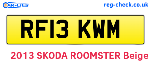 RF13KWM are the vehicle registration plates.