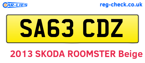 SA63CDZ are the vehicle registration plates.