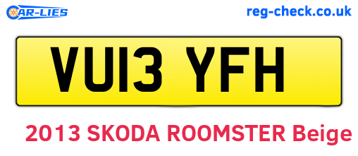 VU13YFH are the vehicle registration plates.