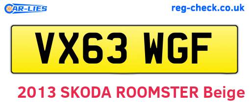 VX63WGF are the vehicle registration plates.