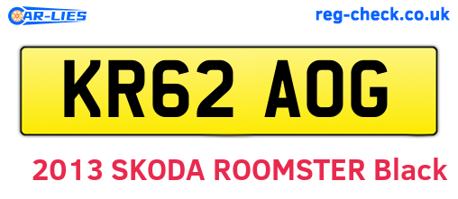 KR62AOG are the vehicle registration plates.