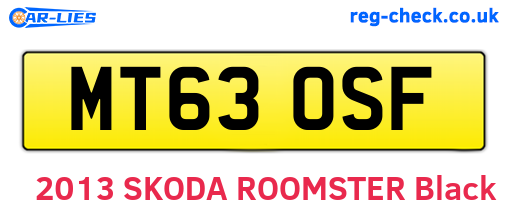 MT63OSF are the vehicle registration plates.
