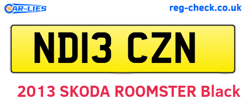 ND13CZN are the vehicle registration plates.