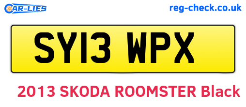 SY13WPX are the vehicle registration plates.