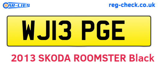 WJ13PGE are the vehicle registration plates.