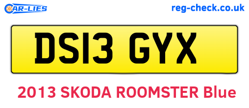 DS13GYX are the vehicle registration plates.