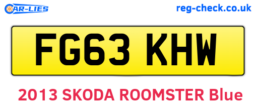 FG63KHW are the vehicle registration plates.