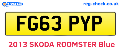 FG63PYP are the vehicle registration plates.