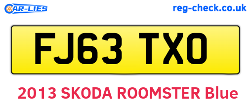FJ63TXO are the vehicle registration plates.