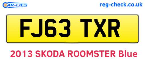 FJ63TXR are the vehicle registration plates.