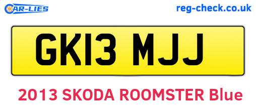 GK13MJJ are the vehicle registration plates.