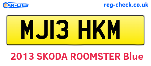 MJ13HKM are the vehicle registration plates.