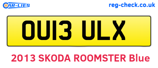 OU13ULX are the vehicle registration plates.