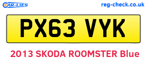 PX63VYK are the vehicle registration plates.
