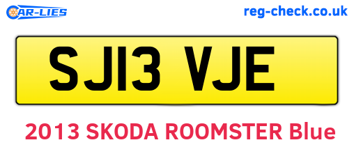 SJ13VJE are the vehicle registration plates.