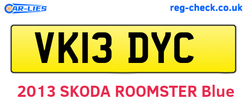 VK13DYC are the vehicle registration plates.