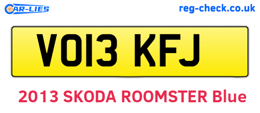 VO13KFJ are the vehicle registration plates.