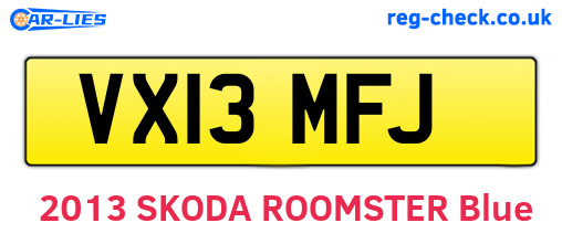 VX13MFJ are the vehicle registration plates.