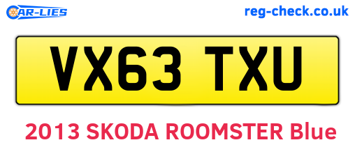 VX63TXU are the vehicle registration plates.