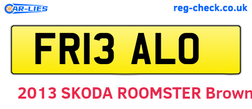 FR13ALO are the vehicle registration plates.