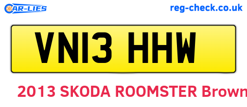 VN13HHW are the vehicle registration plates.
