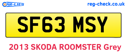 SF63MSY are the vehicle registration plates.