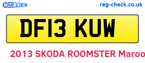DF13KUW are the vehicle registration plates.