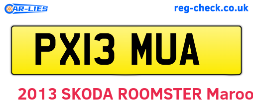 PX13MUA are the vehicle registration plates.