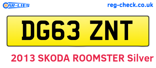 DG63ZNT are the vehicle registration plates.