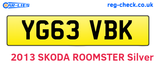 YG63VBK are the vehicle registration plates.