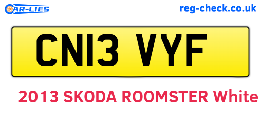 CN13VYF are the vehicle registration plates.