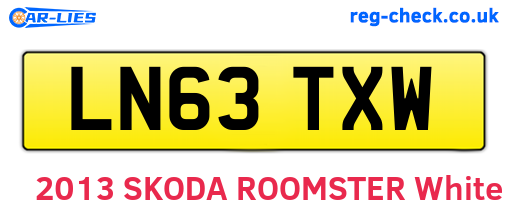 LN63TXW are the vehicle registration plates.