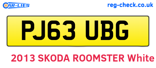 PJ63UBG are the vehicle registration plates.