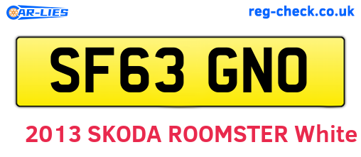 SF63GNO are the vehicle registration plates.