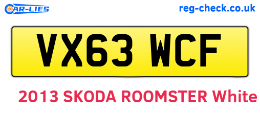 VX63WCF are the vehicle registration plates.