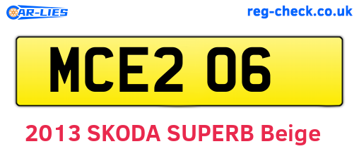 MCE206 are the vehicle registration plates.