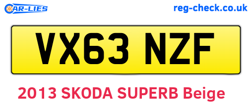 VX63NZF are the vehicle registration plates.