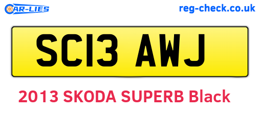 SC13AWJ are the vehicle registration plates.