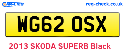 WG62OSX are the vehicle registration plates.