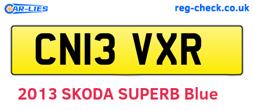 CN13VXR are the vehicle registration plates.