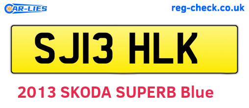 SJ13HLK are the vehicle registration plates.