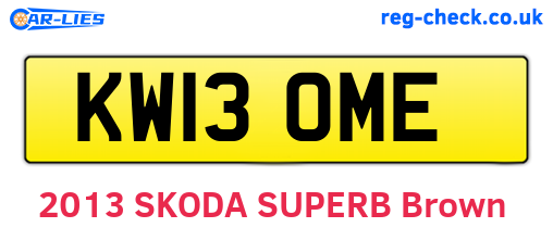 KW13OME are the vehicle registration plates.