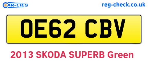 OE62CBV are the vehicle registration plates.