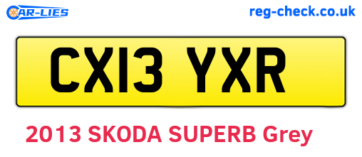 CX13YXR are the vehicle registration plates.