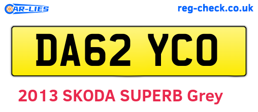 DA62YCO are the vehicle registration plates.