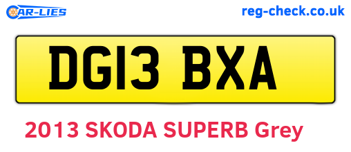 DG13BXA are the vehicle registration plates.