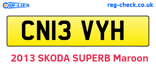 CN13VYH are the vehicle registration plates.
