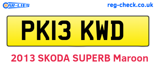 PK13KWD are the vehicle registration plates.