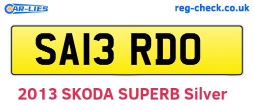 SA13RDO are the vehicle registration plates.